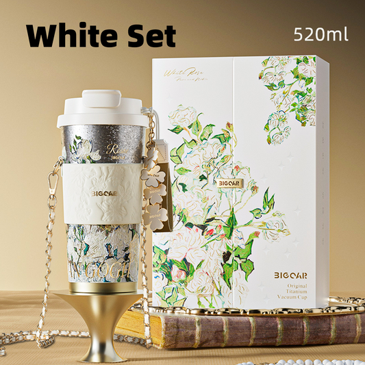 Titanium Garden Series White Rose Thermo Cup - TitaniumNext